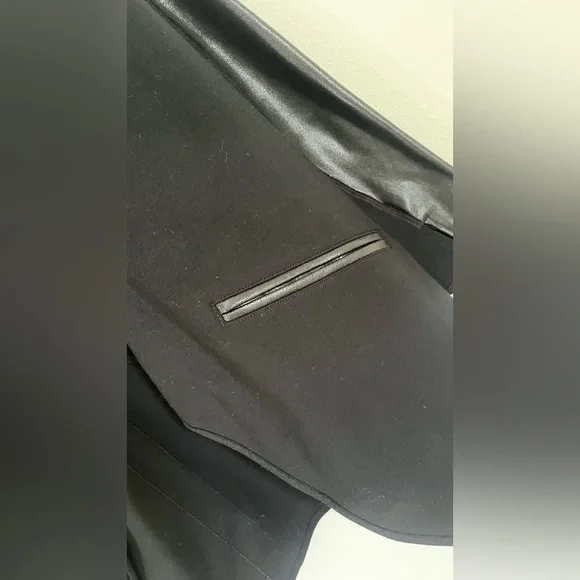 SPANX Front Drape Ponte Faux Leather Womens Jacket XS Black Stretch Draped - Picture 7 of 15